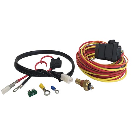 Electric Fan Wiring Harness / Includes: 185 Deg. Temperature Sensor, Relay, and Inline Fuse (Complete Kit for Single Fan)